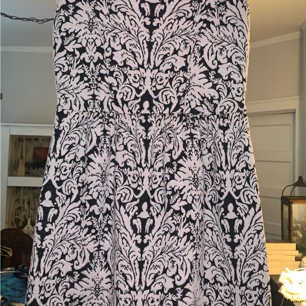 Gianni Bini Black and White Strapless A-Line Dress